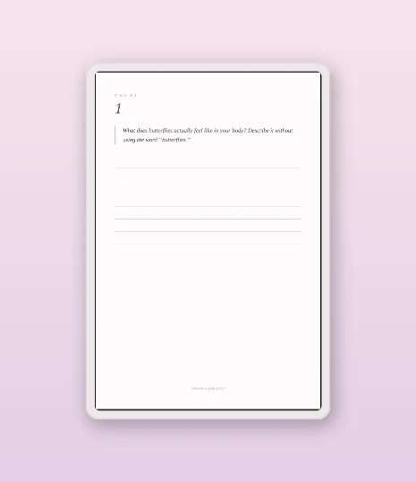 The journal open on a bed, shown as it appears on an iPad